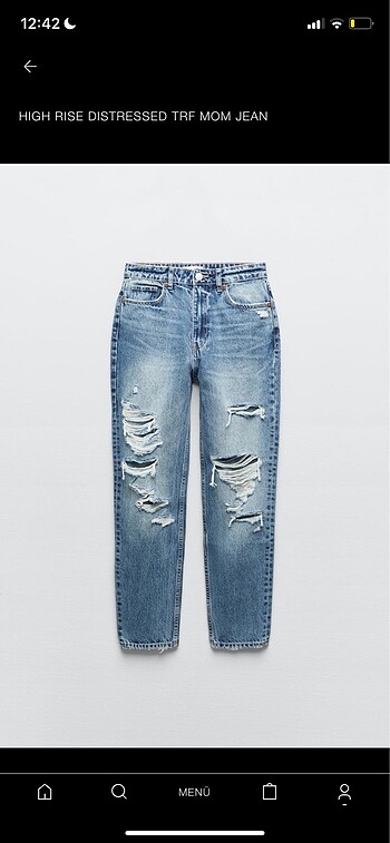 zara yırtıklı mom jean