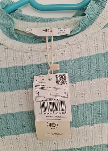 Mango Turkuaz Çizgili Örgü Kadın Kazak