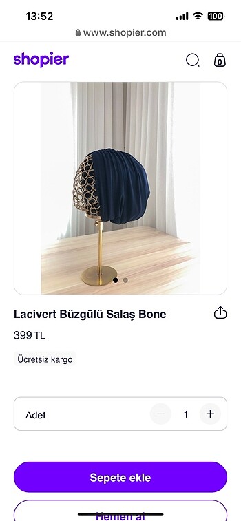 Diğer Lacivert salaş büzgülü bone