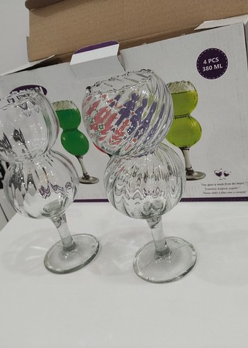 Renkli 4'lü Ayaklı kokteyl bardağı - Görsel 5