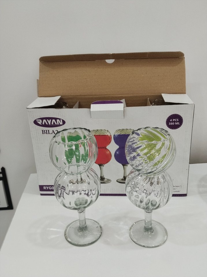 Renkli 4'lü 380 ml kokteyl ve bardağı - Görsel 4