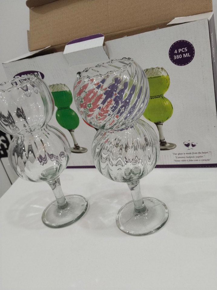 Renkli 4'lü 380 ml kokteyl ve bardağı - Görsel 5