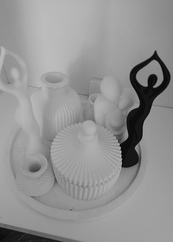 Beyaz Dekoratif Figür ve Kapaklı mumluk - Görsel 7