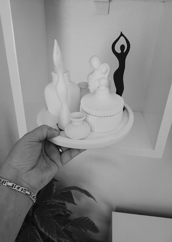 Beyaz Dekoratif Figür ve Kapaklı mumluk - Görsel 5