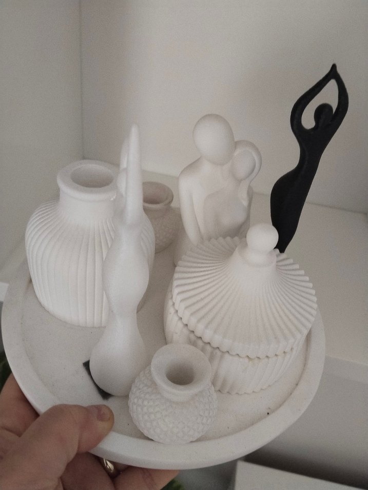 Beyaz Dekoratif Figür ve Kapaklı mumluk - Görsel 2