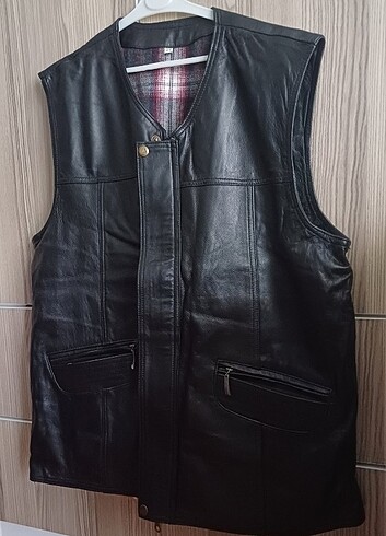 Siyah Deri Vintage Erkek Yelek 