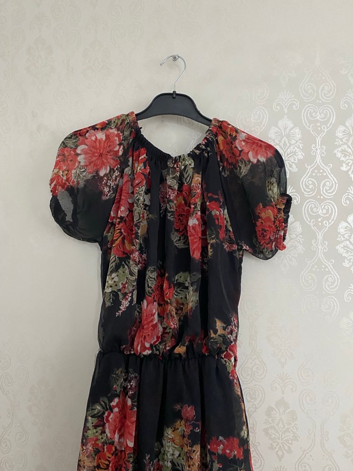 Çiçek Desenli Uzun Bohem Elbise - Görsel 2