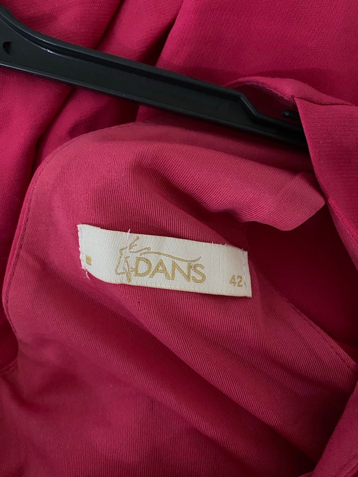 Pembe V Yakalı Midi abiye Elbise - Görsel 3