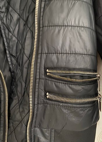 Siyah Deri Fermuarlı Biker Ceket - Görsel 2