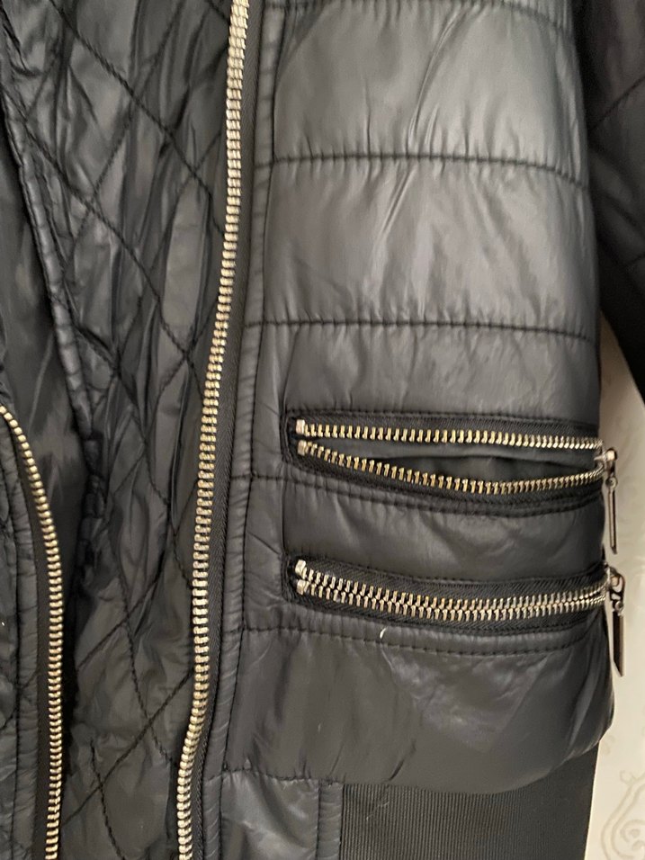 Siyah Deri Fermuarlı Biker Ceket - Görsel 2