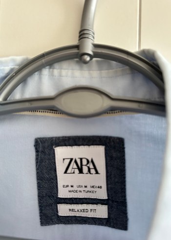 Zara Zara Erkek mavi Keten Gömlek