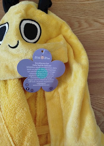 Milk moo arı vız vız Çocuk Bornoz - Görsel 2