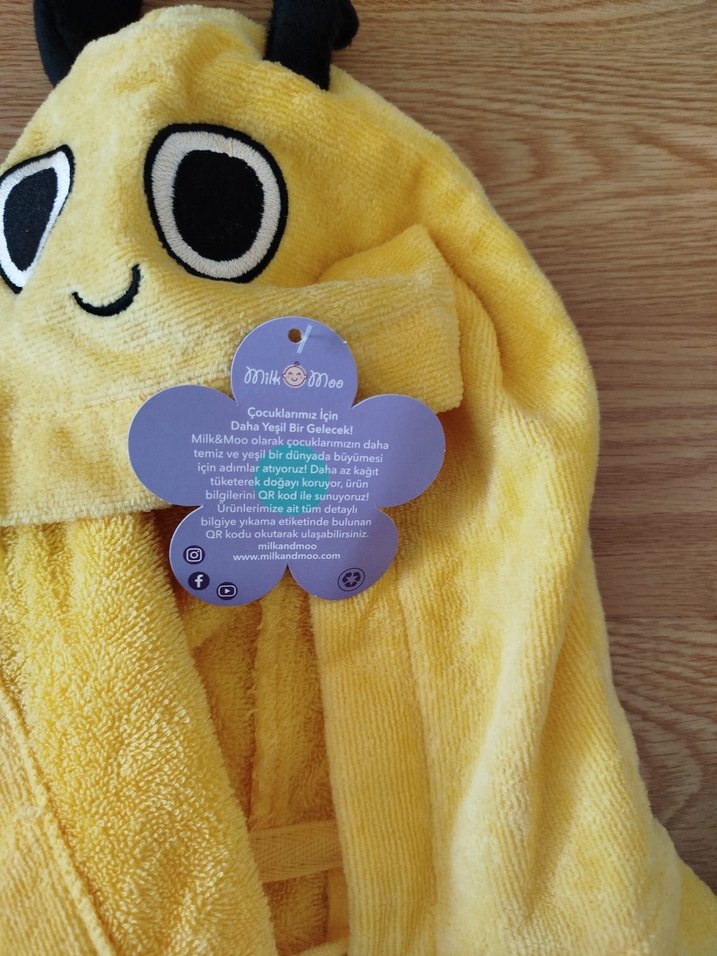 Milk moo arı vız vız Çocuk Bornoz - Görsel 2