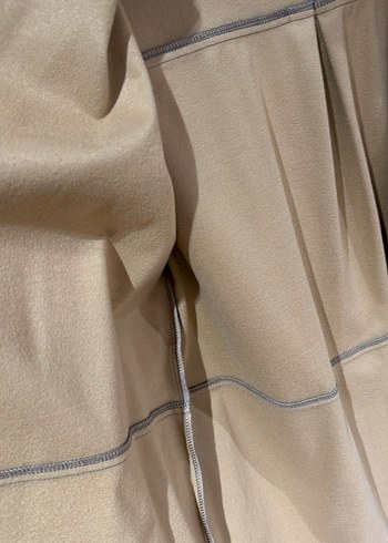 Düğmeli Bej Kadın Deri Ceket - Görsel 4