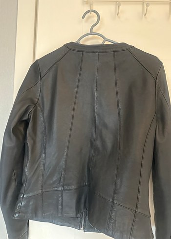 Siyah Kadın Deri Biker Ceket - Görsel 3