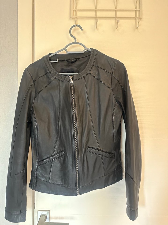 Siyah Kadın Deri Biker Ceket - Görsel 2