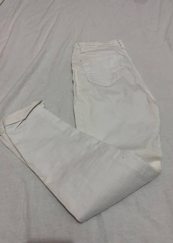 Kadın Beyaz Pamuklu Regular Fit Kumaş Pantolon