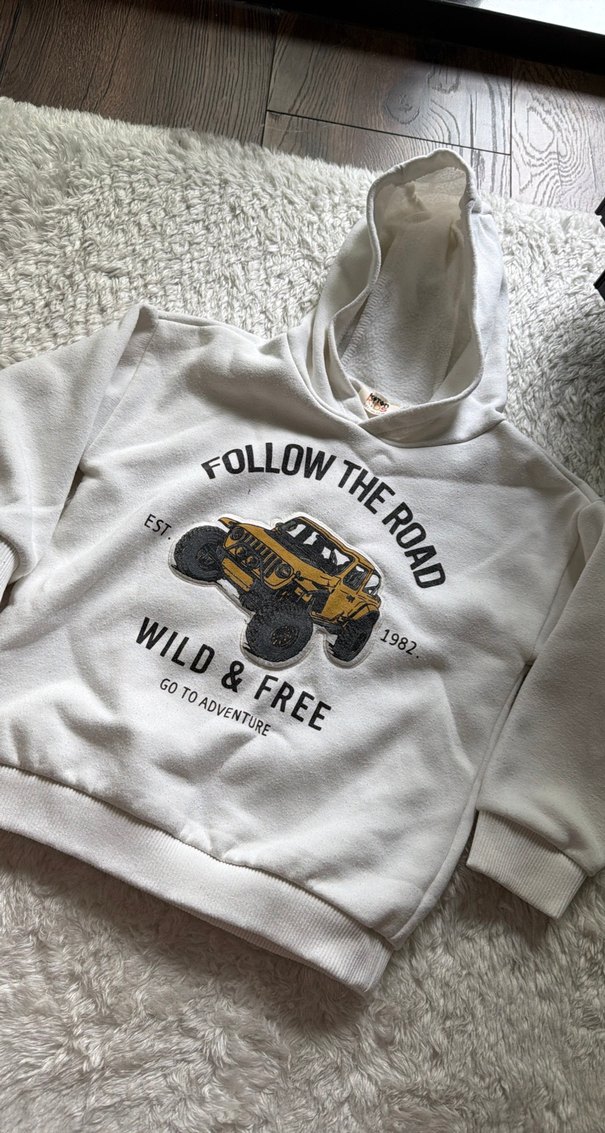 Beyaz Kapüşonlu Erkek Sweatshirt - Görsel 3