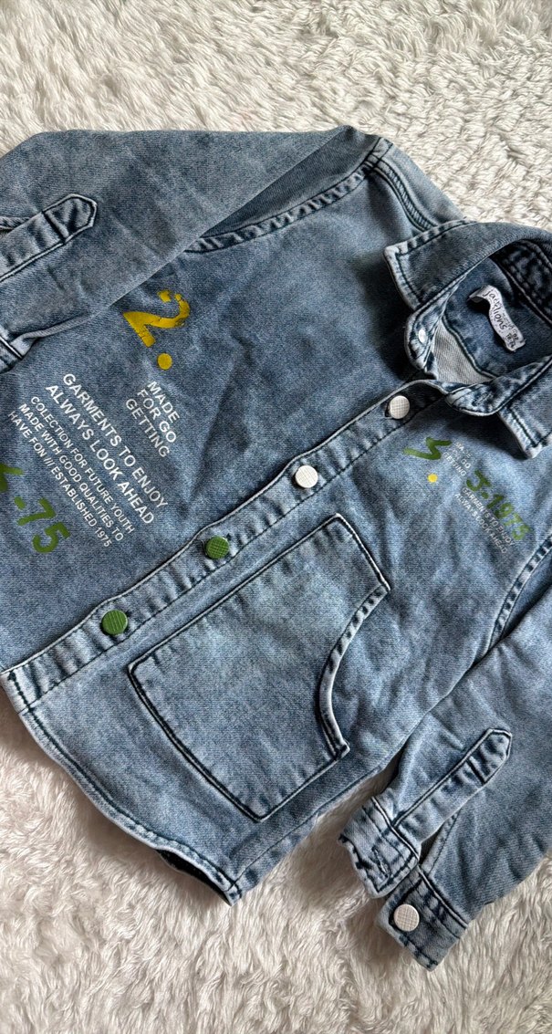 Düğmeli Gri Denim Erkek Çocuk Gömlek - Görsel 3