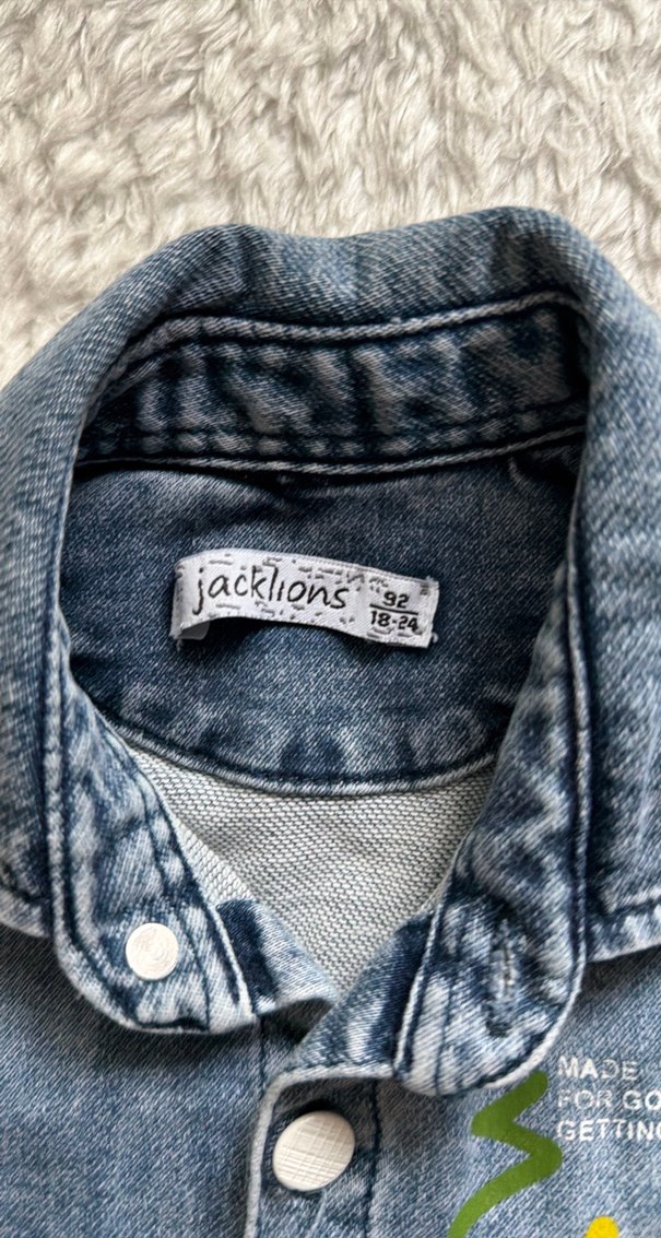 Düğmeli Gri Denim Erkek Çocuk Gömlek - Görsel 2