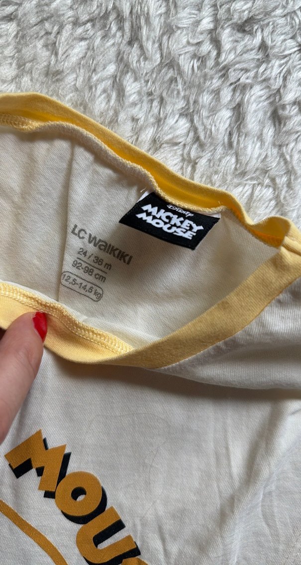 Çocuk Mickey Mouse Baskılı Beyaz Tişört - Görsel 2