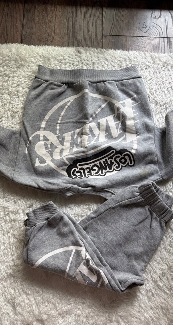 Gri Los Angeles Baskılı Erkek Eşofman takımı - Görsel 3