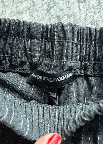 Gri Çizgili Salaş Keten Mini Şort - Görsel 2