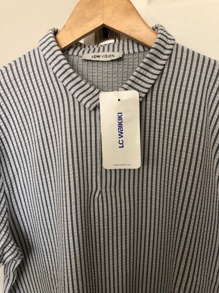 Gri Erkek Polo Tişört Pilili Kısa Kollu - Görsel 4