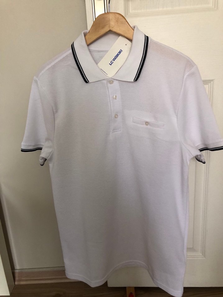 Düğmeli Beyaz Erkek Polo Tişört - Görsel 5