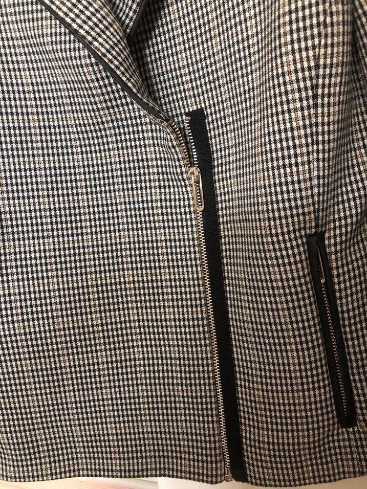 Yeni etiketli  Gri Ekose Midi Kadın Ceket - Görsel 5