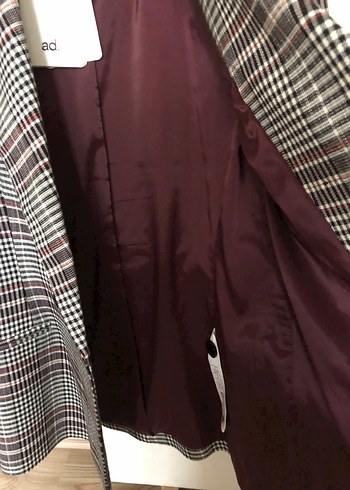 Kahverengi Ekose Düğmeli Kadın Blazer iki kol arası 45 boy 67 cm - Görsel 6