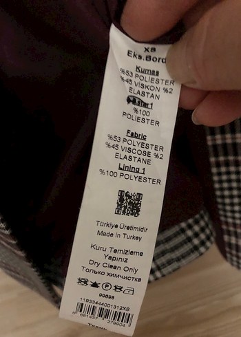 Kahverengi Ekose Düğmeli Kadın Blazer iki kol arası 45 boy 67 cm - Görsel 7