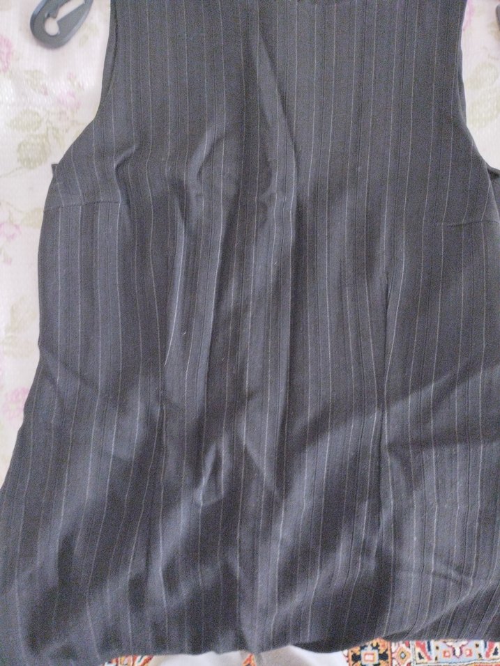 Siyah Pilili Midi Kolsuz Ofis Elbisesi Park Bravo - Görsel 4