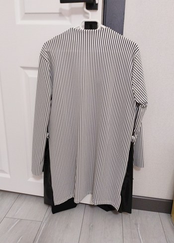 Siyah Deri Drapeli Midi Yelek - Görsel 5