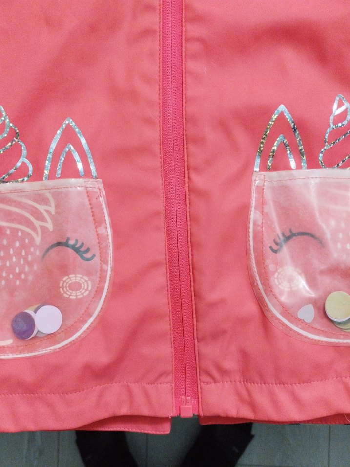 Kız Çocuk Pembe Baskılı Yağmurluk - Görsel 2