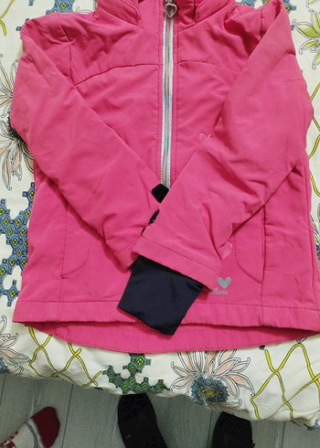 Kız Çocuk Renkli Baskılı Fermuarlı Mont - Görsel 2