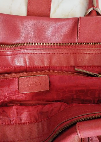Kırmızı Deri Kadın Çanta Fermuarlı - Görsel 4