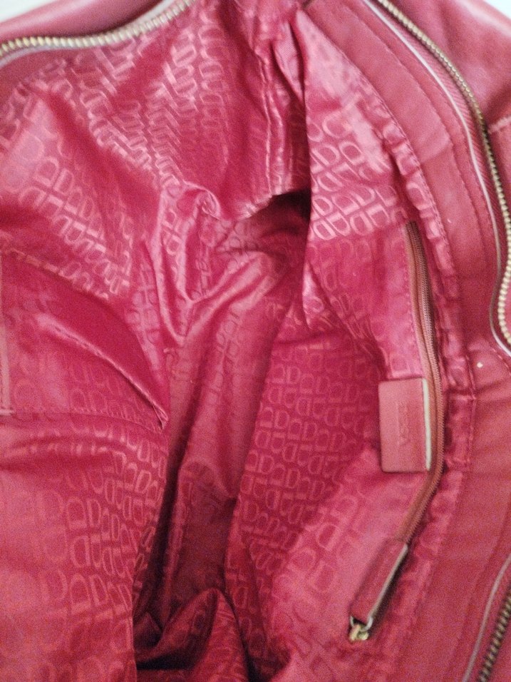 Kırmızı Deri Kadın Çanta Fermuarlı - Görsel 3