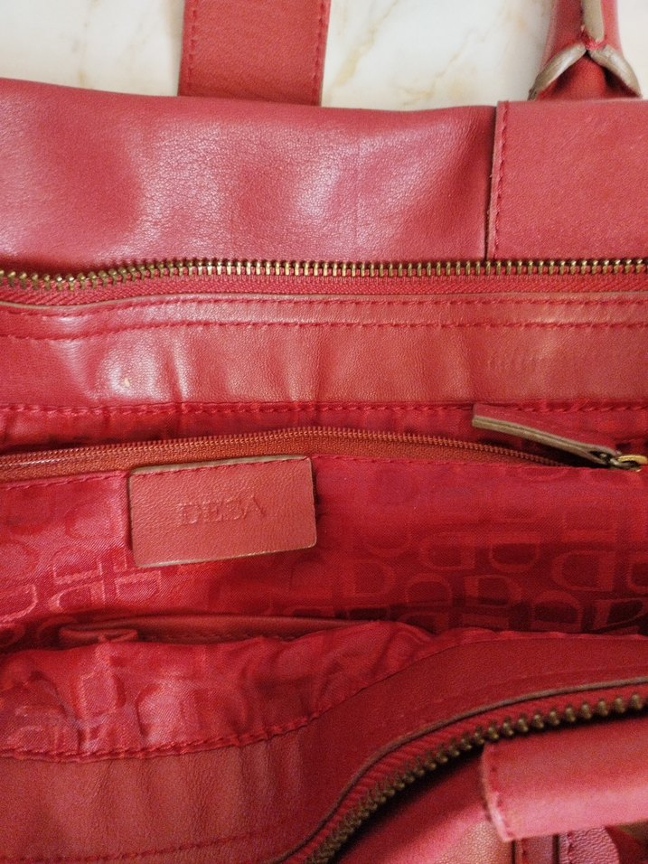 Kırmızı Deri Kadın Çanta Fermuarlı - Görsel 4