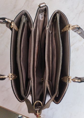 Bej Gri Deri Kadın Çanta - Görsel 3