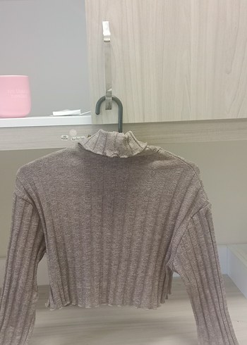 Bej kahve Boğazlı Triko Kadın Kazak - Görsel 2