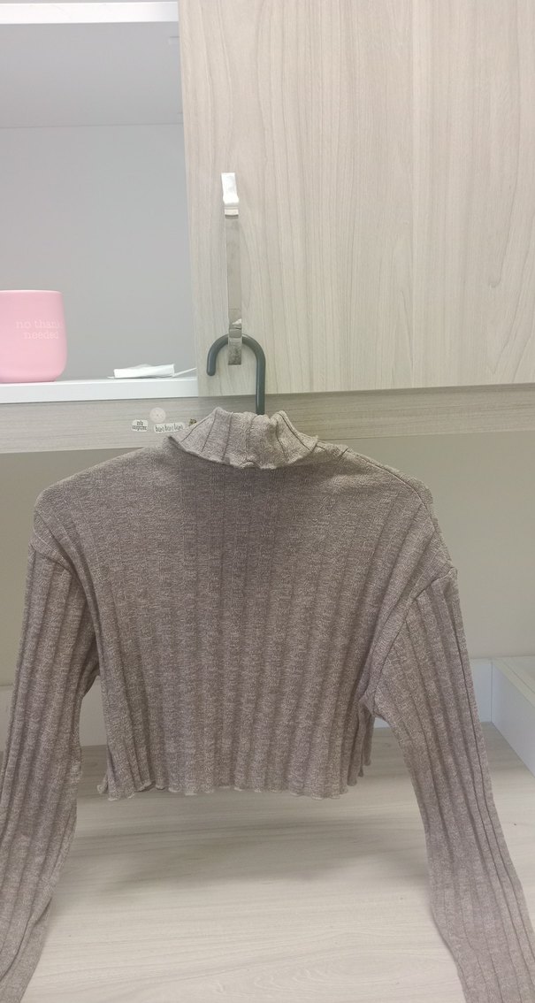 Bej kahve Boğazlı Triko Kadın Kazak - Görsel 2