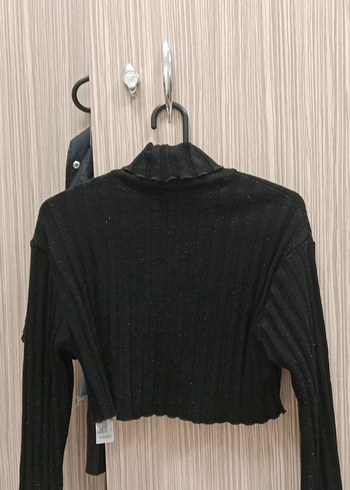 Siyah Mini Boğazlı Triko Kazak - Görsel 2