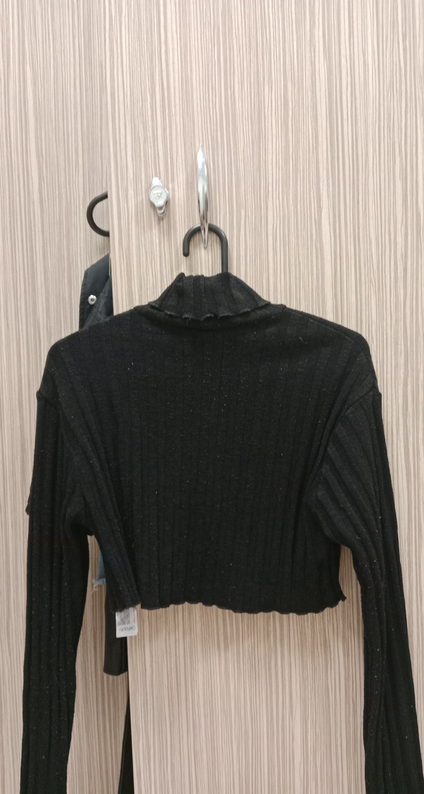 Siyah Mini Boğazlı Triko Kazak - Görsel 2