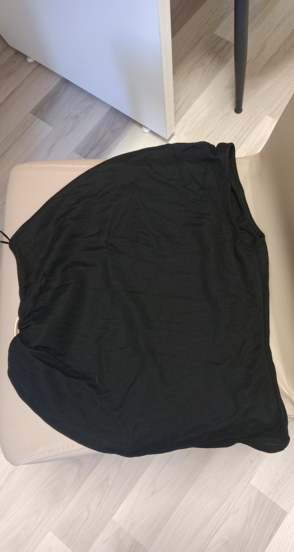 siyah çapraz yaka bluz - Görsel 2