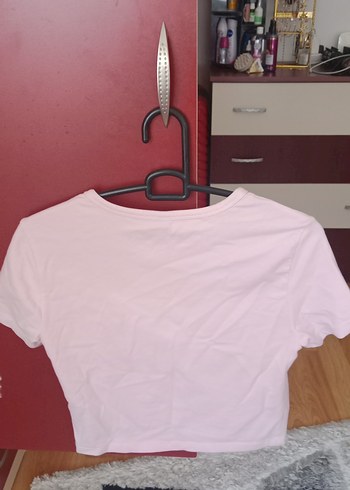 kadın Pembe Kısa Kollu Pamuklu Tişört - Görsel 2