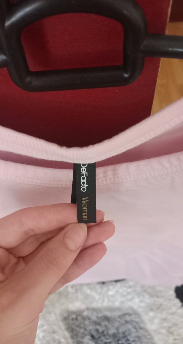 kadın Pembe Kısa Kollu Pamuklu Tişört - Görsel 3