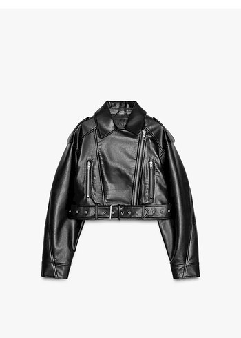 Kadın Siyah Deri Biker Ceket
