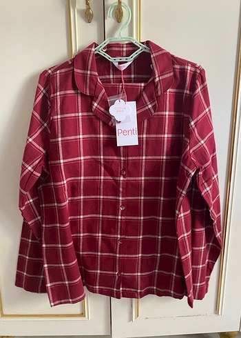 Bordo Kareli Düğmeli Kadın pijama takımı