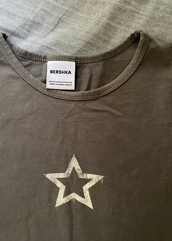 Bershka Kısa Kollu Kahverengi Baskılı Kadın Tişört